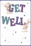 This get well card sparkles with joy and warmth, its design tailor-made for offering comfort to someone in Byfleet. Adorable companions-a teddy bear and a floppy-eared pup-seem to bound out of the scene, each balancing the large, colour-rich letters that spell out 'Get Well.' Bold indigo and teal hues enliven the text, set against a soft cream background reminiscent of early morning light across Byfleet's canal paths. Playful stars in shades of blue and purple twinkle across the card, adding a breath of whimsy and hope to the message. The soft fur textures of the bear and puppy feel almost tangible-an illustrated embrace designed to ignite a genuine sense of comfort and companionship. Every element breathes the care of a local florist preparing a comforting bouquet for delivery on Chertsey Road: heartfelt, gentle, and healing. This card's offering goes beyond mere wishes, acting as both encouragement and a visual token of kindness for anyone in recovery throughout the Byfleet community.